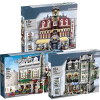 [LEGO] Lego street corner Parisian cafe restaurant green grocery store good intelligence building blocks assembled gift furnishing articles