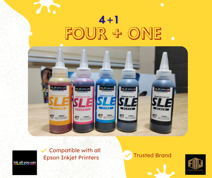 FOUR + ONE Ink All You Can SLE Dye Inks for Epson Printers, 100ml