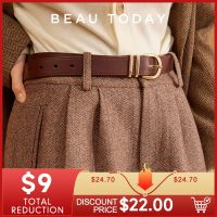 BeauToday Belt Women Cow Leather Horseshoe Buckle Sewing Retro Designer Ladies Jeans Dress Waistband Handmade 91005 Belts