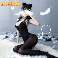 [ZNPNXN] Bra Eroitc ชุดชั้นในเซ็กซี่ Halter Pantyhose เปิด Crotch Tights Backless ถุงน่อง