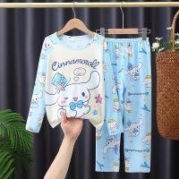 2 Sanrio อนิเมะ Hello Kitty ชุดนอนสำหรับเด็กเด็ก,ชุดเสื้อแขนยาวมือหนึ่งกางเกงลาย My Melody Kuromi Cinnamoroll ของขวัญสำหรับเด็กใส่อยู่บ้าน