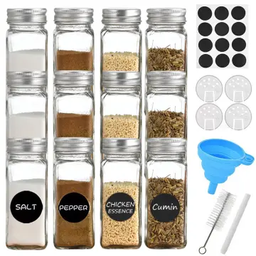 12Pcs Glass Spice Jars With Bamboo Lid, Spice Seasoning Containers, Salt  Pepper Shakers, Spice Organizer, Kitchen Spice Jar Set, Kitchen Accessories