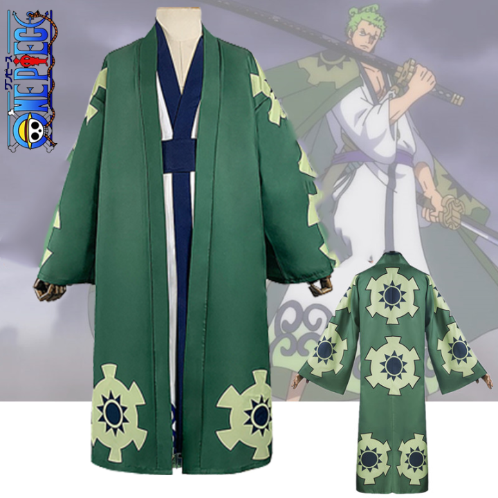 One Piece Roronoa Zoro Cosplay Kimono Robe Full Suit Halloween Masquerade Carnival Performance