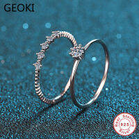 Geoki 925 Sterling Silver Passed Diamond Test Perfect Cut 0.2 ct VVS1 Good Color Moissanite Rings Sets for Women Trendy Jewelry