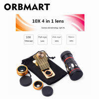 ORBMART Universal 4 In 1คลิป10X ซูมกล้องทรรศน์ Fisheye Wide Angel Macro เลนส์สำหรับ SE 6 6S Plus S7 S6 Redmi ศัพท์