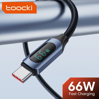 Toocki สาย USB C PD 100W 6A,สายชาร์จดิจิตอล Type C สายดาต้าชาร์จเร็วสำหรับ Huawei P30 Pro Realme Samsung F3 Poco