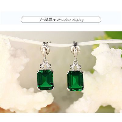New European And American-Style Plated 925 Silver Emerald er zhui zi Multicolored-Colored Gemstone Tourmaline Color Stud Earrings Womens Ear Jewelry qu-619