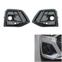 1 Pair Car Glossy Black Front Bumper Fog Light Cover Bezel Racing Grille with ACC Hole for Audi Q5 2021 2022