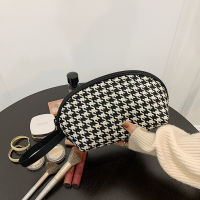 ใหม่ Houndstooth กระเป๋าเครื่องสำอางหญิงคลาสสิกซิปถุงเก็บขนาดเล็กสบายๆแบบพกพามินิแต่งหน้าผ้าใบกระเป๋า