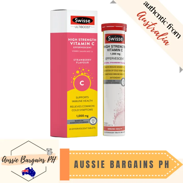 Swisse Ultiboost High Strength Vitamin C Effervescent Tablets Strawberry 20 pack [EXP 1/2022