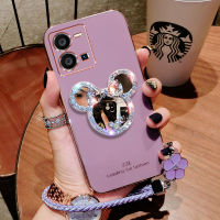 เคสโทรศัพท์สำหรับ VIVO Y35 Y36 Y27 5ก. พร้อมกระจกและสายคล้องสั้น