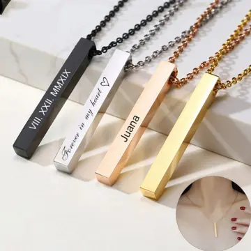 Engraved Bar Necklace | MJ Creations