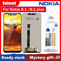 Salmatt จอ LCD แบบดั้งเดิมสำหรับ Nokia 8.1ชิ้นส่วนจอสัมผัสแอลซีดีของเครื่องแปลงดิจิทัลอะไหล่สำหรับโนเกีย8.1หน้าจอแสดงผลพร้อมเครื่องมือฟรี