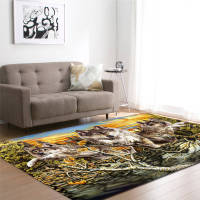 Wild Wolfs Print 3D Carpets Kids Room Living Room Area Rug Soft Flannel Bedroom Kitchen Rug Mat Non-Slip Entrance Indoor Doormat