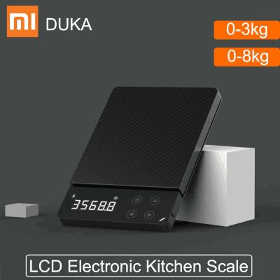 Xiaomi DUKA ES1 ATuMan เครื่องชั่งอิเล็กทรอนิกส์ดิจิตอล LCD ในบ้านน้ำหนัก0-8กก. เครื่องชั่งที่ชาร์จเครื่องอบไฟฟ้าแบ็คไลท์ HD อเนกประสงค์สำหรับห้องครัว