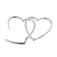 100 Sterling-Silver-Jewelry Small Asymmetric Hearts of Love Hoop Earring for Women Free Shipping