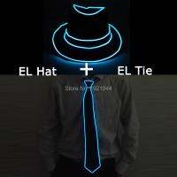 ✎▼ Fashion Wedding Decoration EL Flash Hat EL Flash Tie LED Light up Props 10Colors Select Luminous Tie and Hat Cool Party Decor