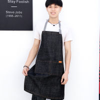 Denim canvas apron home kitchen cooking western restaurant baking coffee shop men and women work clothes custom printed logo