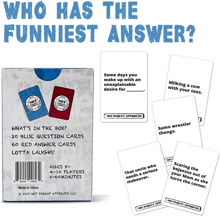 Not Parent Approved A Fun Card Game for Kids, Tweens, Teens, Families