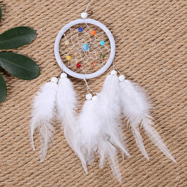 uni-sun-handmade-dream-catcher-แขวนหวายลูกปัดขนนกรถไต่ผนังตกแต่งเครื่องประดับ