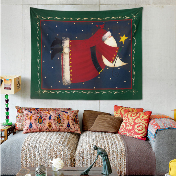 อินแขวนผ้าซานตาคลอสผ้าพื้นหลังอเมริกันอบอุ่นข้างเตียงนอนสิ่งทอตกแต่งหอพักปรับปรุง