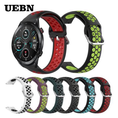 gdfhfj UEBN Silicone 20mm 22mm Breathable Strap For Huawei Honor Magic Watch 2 42mm 46mm Bracelet for GT 2e Replacement Watchbands