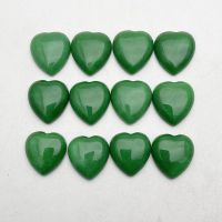 Fashion Malay jade 23x25MM 12PC Natural Stone heart Bead cabochon for jewelry making no hole Ring Earring Accessories wholesale