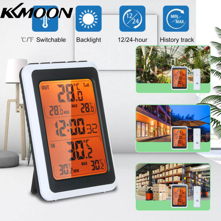 Indoor Outdoor Wireless Thermometer Digital Room Temperature Monitor Up to 328ft Away with Time