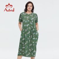 【YF】 Astrid Womens Summer Dress 2023 for Women Cotton Long A Boho Casual Elegant Vintage Dresses Oversize Floral Print with Pocket