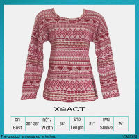 USED Xact - Red Graphic Sweater | เสื้อสเวตเตอร์สีแดง สีขาว เสื้อกันหนาว เสื้อไหมพรม แขนยาว ลายกราฟิก คริสต์มาส สายฝอ แท้ มือสอง