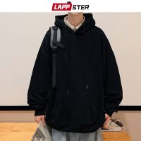 LAPPSTER Men Embroidery Sprint Hooded Hoodies 2023 Mens Oversized Korean Harajuku Sweatshirts 7 Colors Black Oversized Hoodie