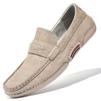 HOT11★2022 New Cal Leather Shoes Men Luxury Brand High Quality Suede Loafers Moccasins Comfortable Plus Size Non-Slip Driving Shoes