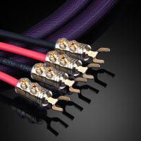 One Pair ATAUDIO 7N OCC audio HiFi speaker cable HI-FI high-end amplifier speaker cable Banana Y pin plug cable