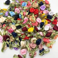 50pcs Mix color ribbon rose handmade flowers garment supplies sewing appliques diy accessories wedding decoration E39