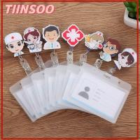 TIINSOO เครื่องใช้สำนักงาน พับเก็บได้ พยาบาล คลิปโลหะ บัตรงานธุรกิจ ที่ใส่ป้าย ID พร้อมรีลยืดหดได้ ผู้ถือป้าย