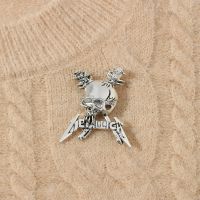 Trendy Vintage Punk Horror Skull Brooches Animal Snake Demon Badge Pin for Halloween Costume Skeleton Jewelry Accessories