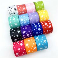 5Yards/Lot 15mm 25mm 38mm Grosgrain Ribbon Printing Stars Ribbon For Hair Bow Christmas Wedding Decoration DIY Sewing Fabric Gift Wrapping  Bags