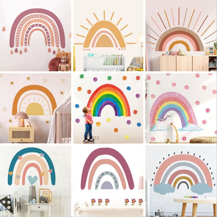 elegant-big-rainbow-สีน้ำตกแต่งบ้านสติ๊กเกอร์ติดผนัง-self-adhesive-สำหรับเด็ก39-s-ห้องนั่งเล่นเนอสเซอรี่-decals-nordic-เด็กสติกเกอร์