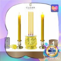 โปรแรง Claire Candle ชุด ธูปไฟฟ้า LED 3 ดอก 28 ซม. สีทอง พร้อมเชิงเทียนไฟฟ้า มีน้ำตาเทียน LED 27.5 ซม. แถมฟรี! รีโมท เก็บเงินปลายทาง