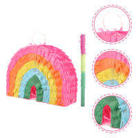 Creamnin 1 ชุด Rainbow Pinata Party Props อุปกรณ์สำหรับเด็กวันเกิดปาร์ตี้ตกแต่ง