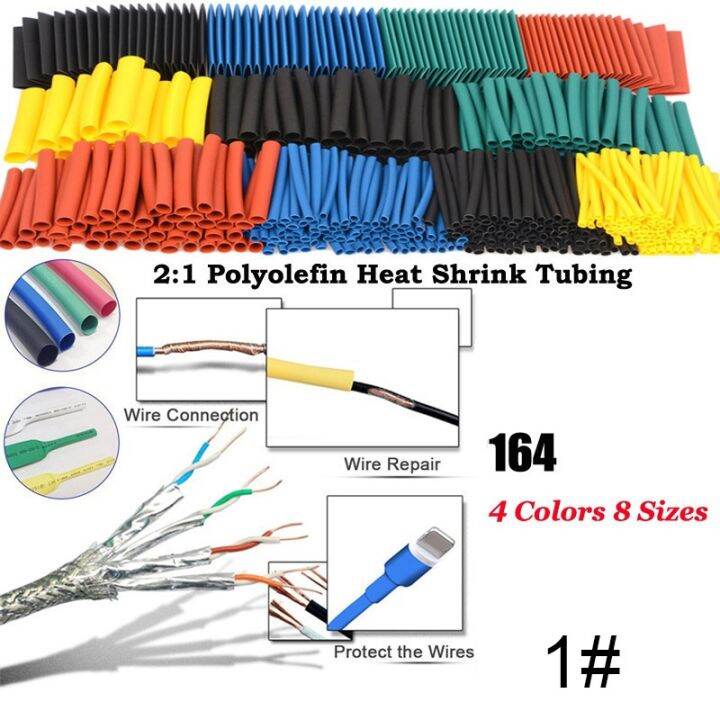 164Pcs Heatshrink Tubing Thermoresistant Tube Heat Shrinking Wrapping