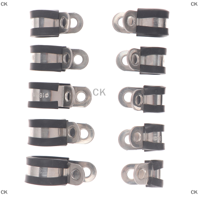 CK 2pcs 304สแตนเลสยางเรียงราย P clips CABLE MOUNTING hose CLAMP