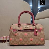 (Factory ไม่ใช่งานออก Shop) CA248 ROWAN SATCHEL IN SIGNATURE CANVAS WITH STRIPE HEART PRINT