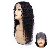 【jw】◎  Human Hair Wig 4x1 T Type Middle Part Wavy Wigs Bouncy No Shedding Short