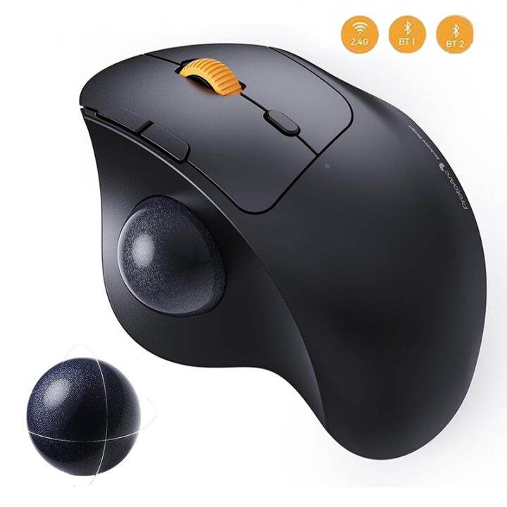 Bluetooth Trackball 2.4G Wireless RGB Ergonomic Mouse Rechargeable