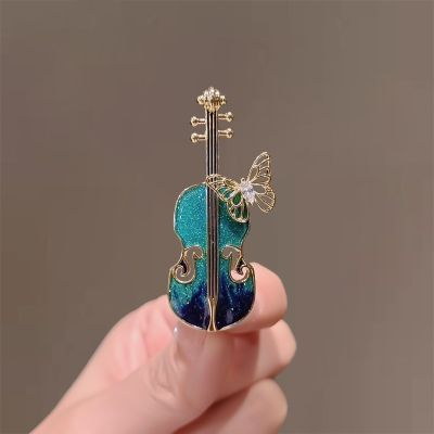 Elegant Zircon Butterfly Violin Metal Brooch for Women Brooches High Sense Brooch Clothing Accessories Gifts