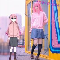 Hitori Bocchi The Rock Gotou Hitori Cosplay Costume Anime Girls JK Uniform Pink Hoodie Jacket Wig Headwear Halloween Women Dress