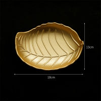 Nordic Decorative Wood Tray Gold Leaf Shape Serving Plate Jewelry Pallet Fruit Snack Dish Table Decoration Storage Organizer