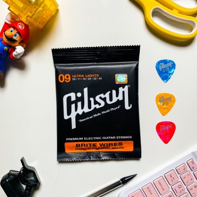 สายกีต้าร์ไฟฟ้าGibson USA เบอร์ 9 เเถมฟรีปิ๊กกีต้าร์ 3 อัน!! 1ในสายกีต้าร์ไฟฟ้าที่ได้รับความนิยมที่สุด!! Gibson เสียงคมใส ให้โน้ตชัดเจน ราคาถูก