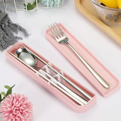 Tableware Reusable Travel Cutlery Set Camp Utensils Set With Stainless Steel Spoon Fork Chopsticks Straw Portable Case Flatware Sets